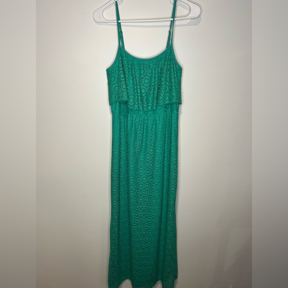Bailey Blue Lace Pattern Green Maxi Dress Size Small